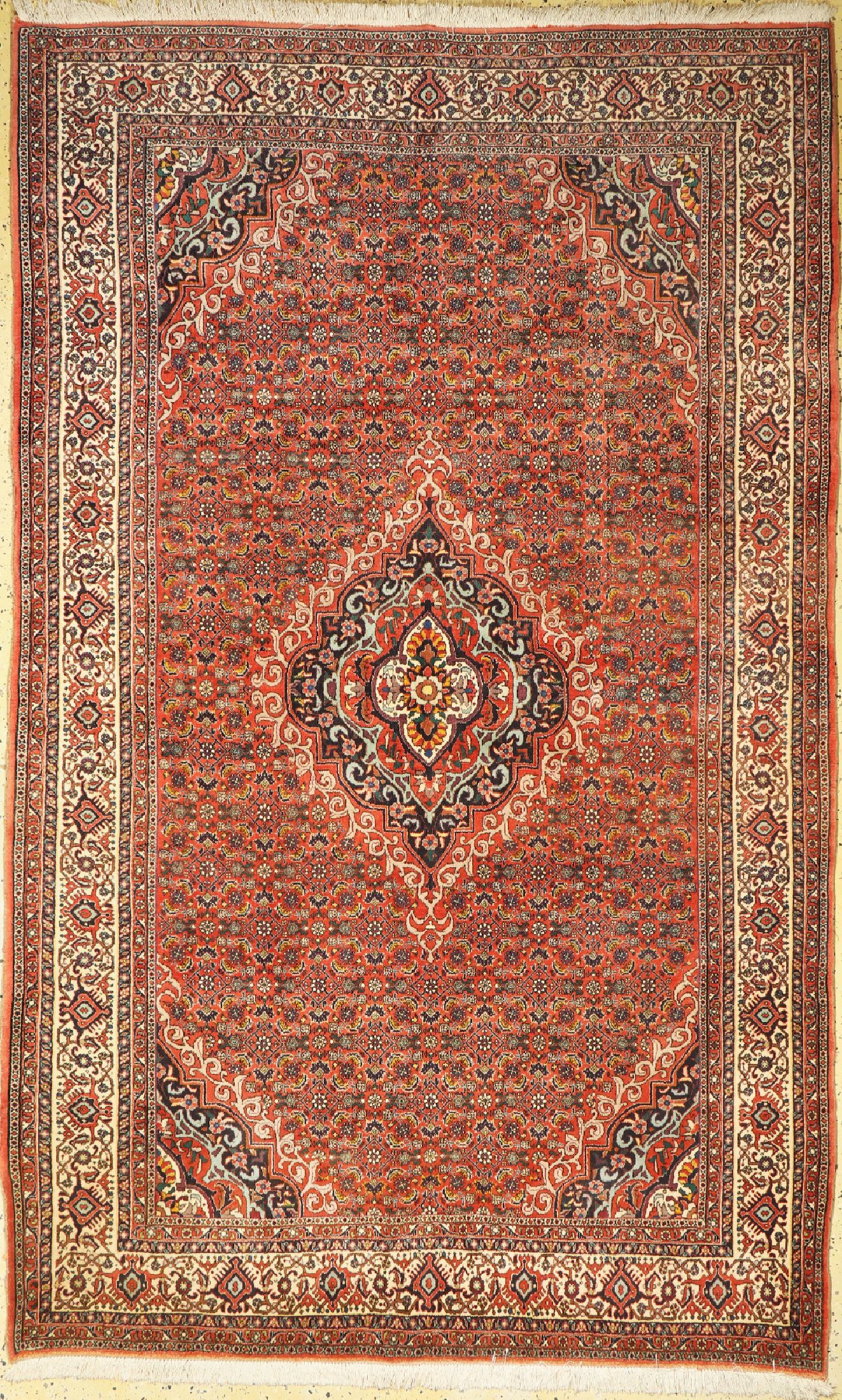 Bidjar Kork fein, Persien, ca. 50 Jahre, Korkwolle auf Baumwolle, ca. 250 x 156 cm, EHZ: 1-2