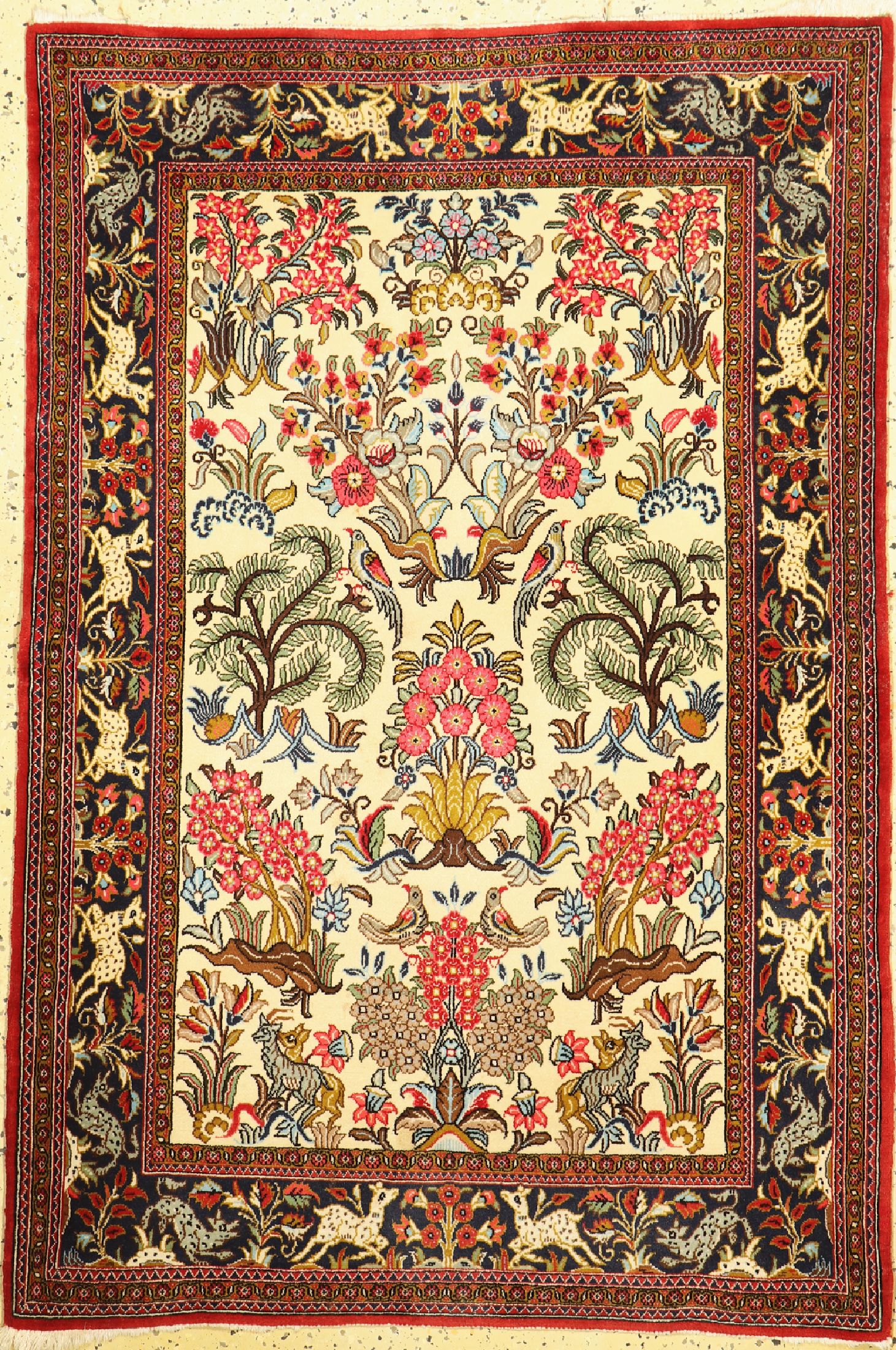 Ghom Kork, Persien, ca. 50 Jahre, Korkwolleauf Baumwolle, ca. 156 x 106 cm, EHZ: 1-2