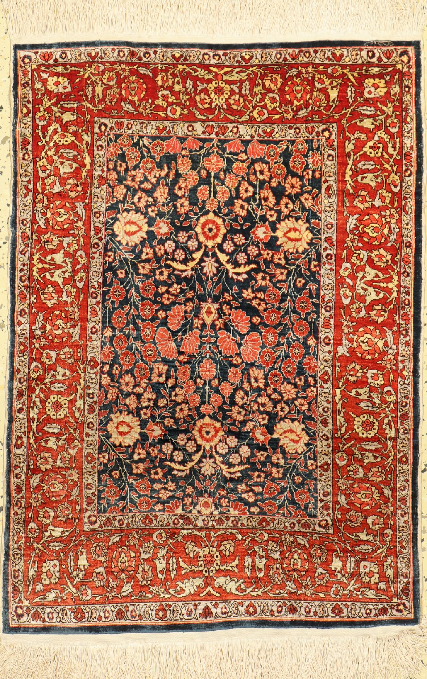 Hereke Seide fein, signiert, Türkei, um 1960, reine Naturseide, ca. 88 x 63 cm, EHZ: 1-2
