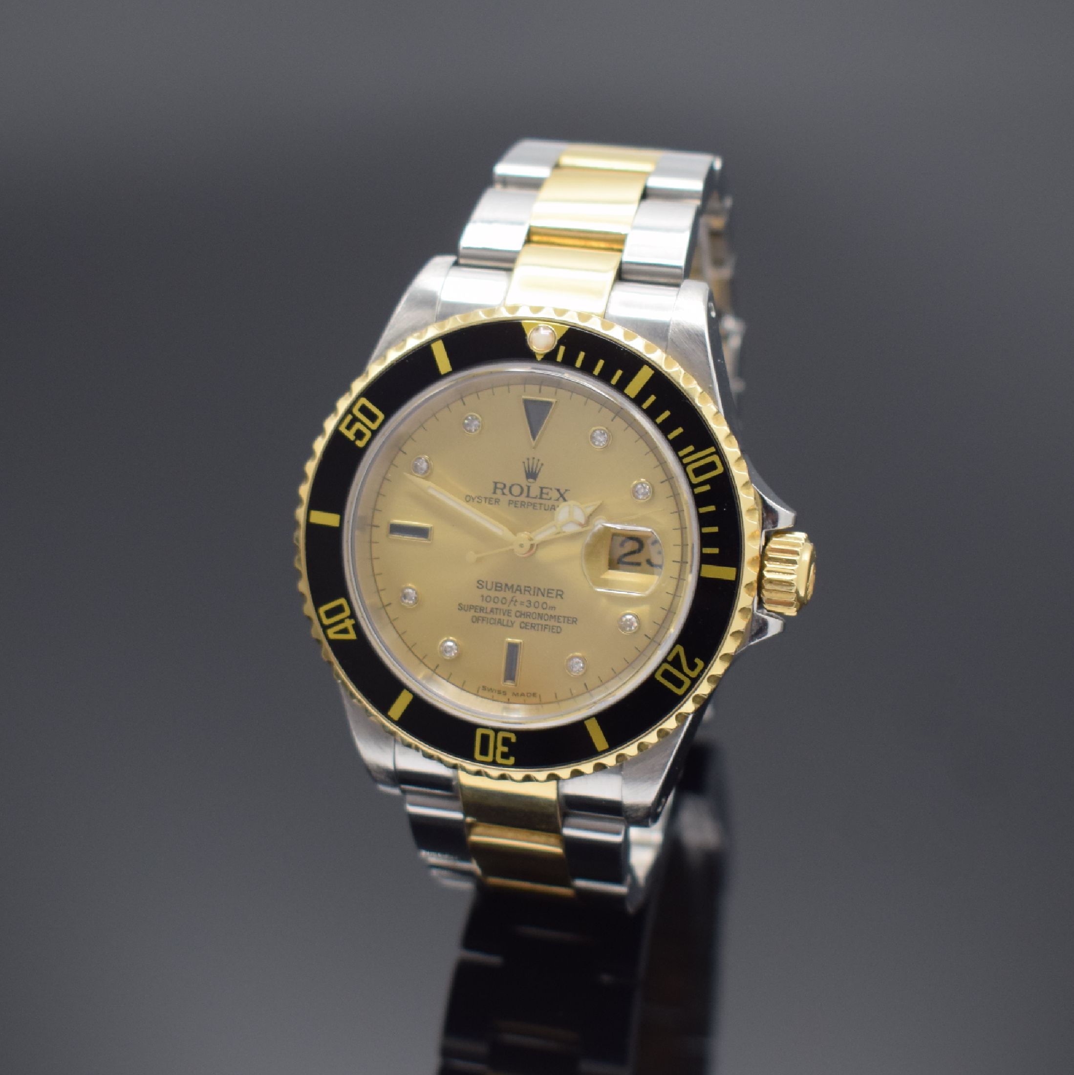 ROLEX Oyster Perpetual Submariner Referenz 16613 mit sog. Sultan Zifferblatt, Schweiz verk. lt. beil. orig. Zertifikat 06/2002, Automatik, ...