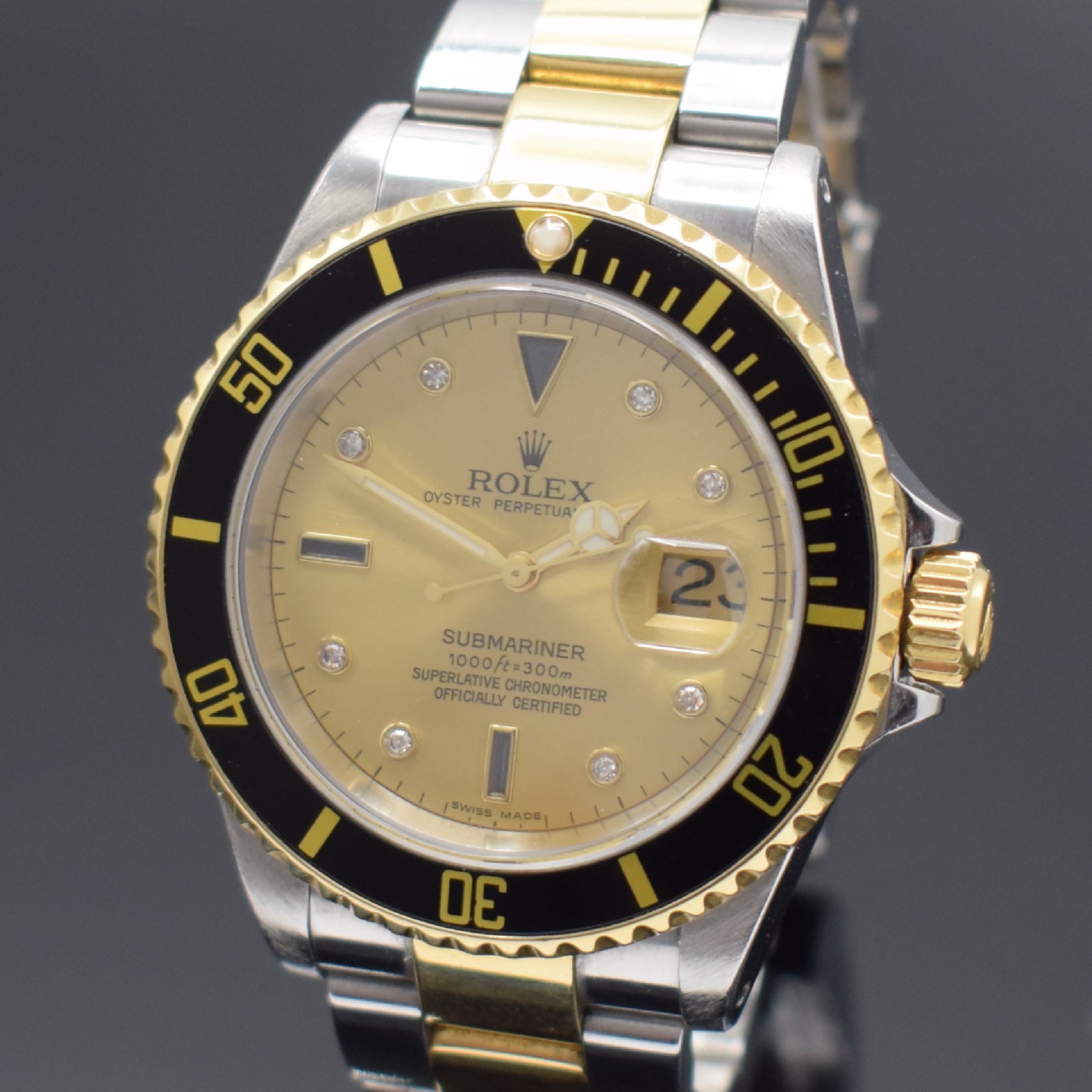 Detail a: ROLEX Oyster Perpetual Submariner Referenz 16613 mit sog. Sultan Zifferblatt, Schweiz verk. lt. beil. orig. Zertifikat 06/2002, Automatik, ...