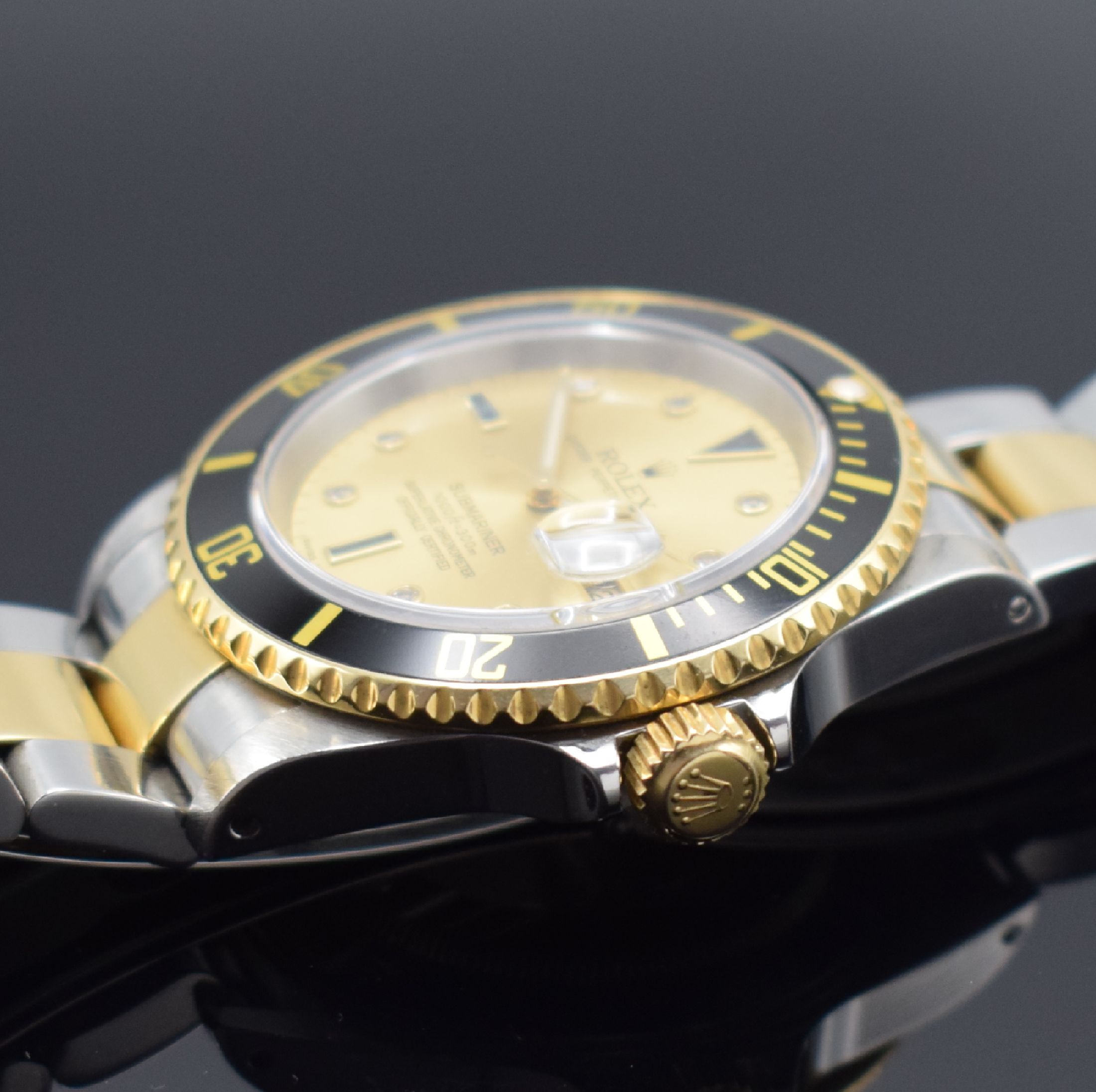 Detail c: ROLEX Oyster Perpetual Submariner Referenz 16613 mit sog. Sultan Zifferblatt, Schweiz verk. lt. beil. orig. Zertifikat 06/2002, Automatik, ...