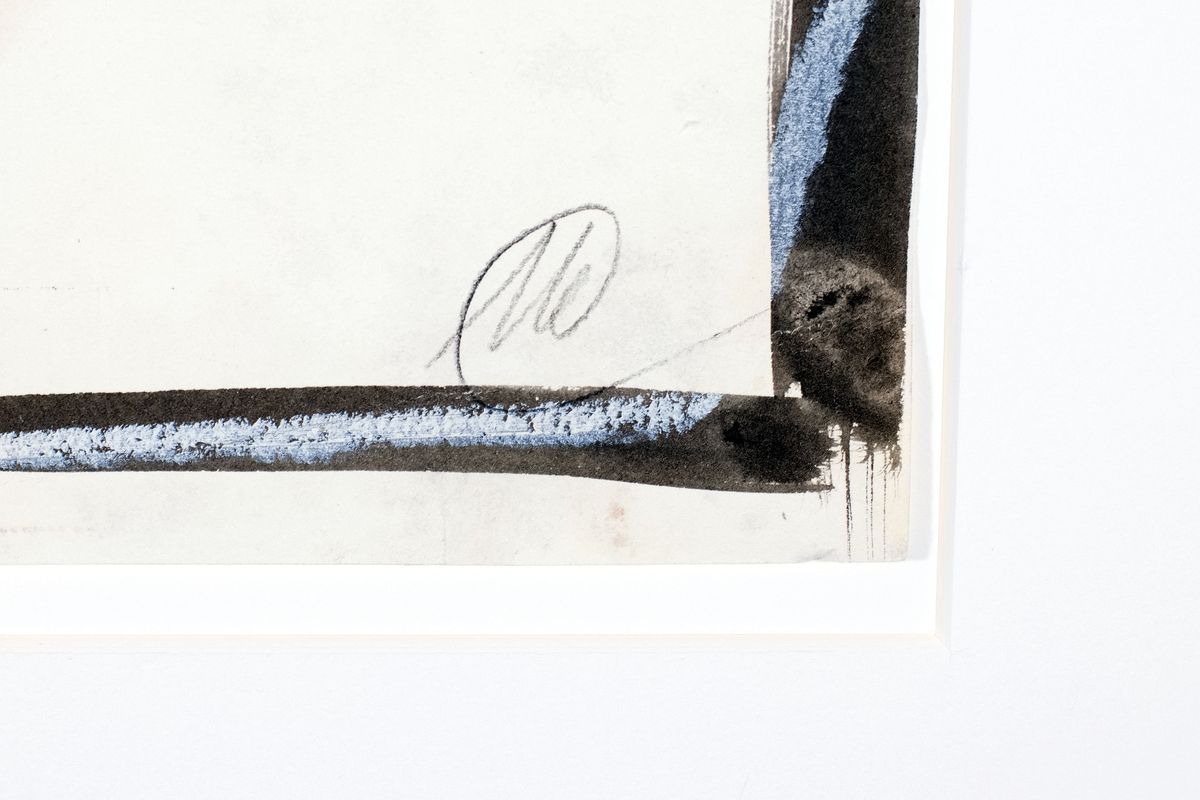 Detail a: Markus Lüpertz, geb. 1941, Tusche und Gouache auf geripptem Büttenpapier, unten rechts monogrammiert, Entstehungszeit Ende 1970er Jahre, Blattgr. ...