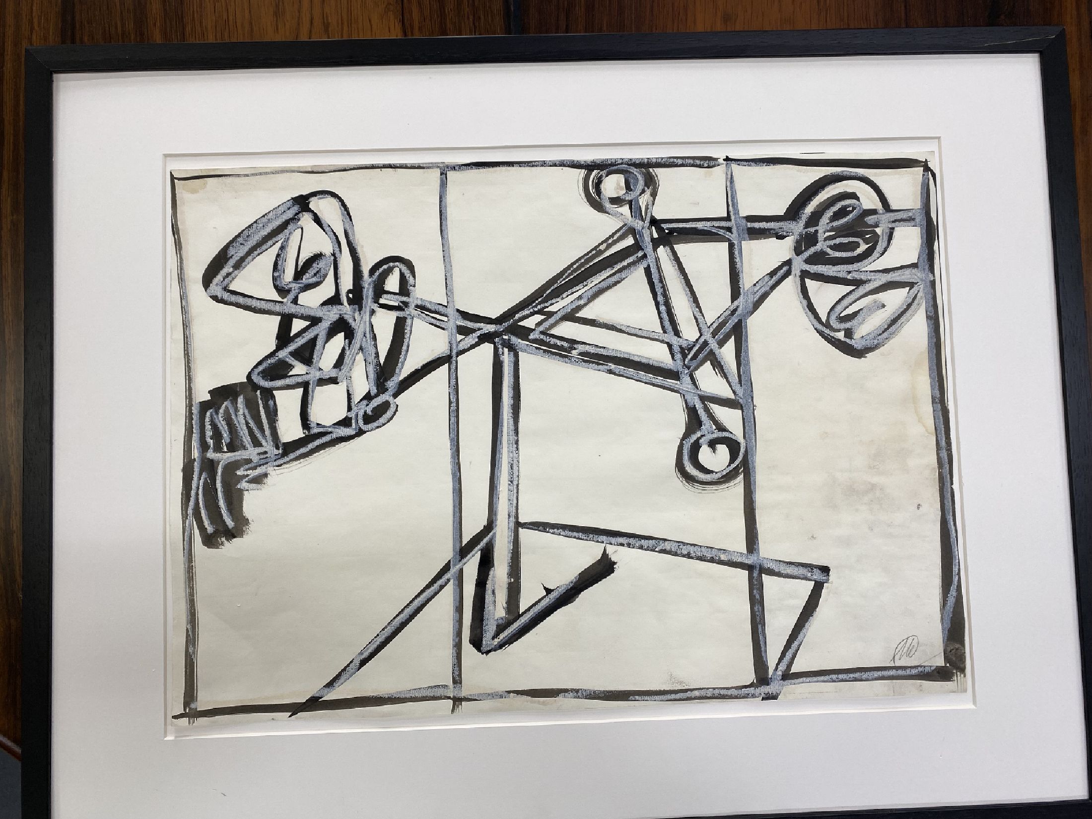 Detail c: Markus Lüpertz, geb. 1941, Tusche und Gouache auf geripptem Büttenpapier, unten rechts monogrammiert, Entstehungszeit Ende 1970er Jahre, Blattgr. ...