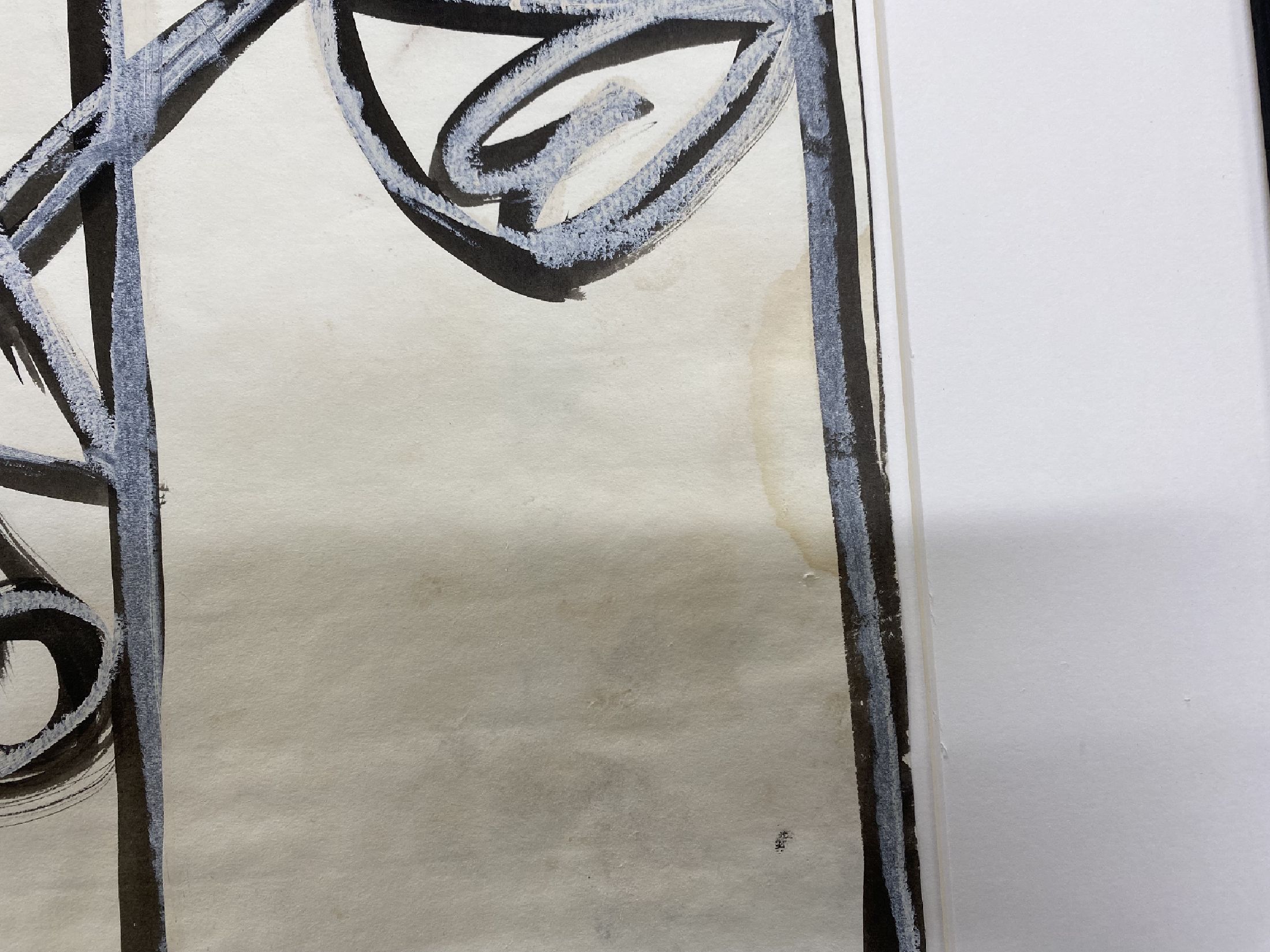 Detail d: Markus Lüpertz, geb. 1941, Tusche und Gouache auf geripptem Büttenpapier, unten rechts monogrammiert, Entstehungszeit Ende 1970er Jahre, Blattgr. ...