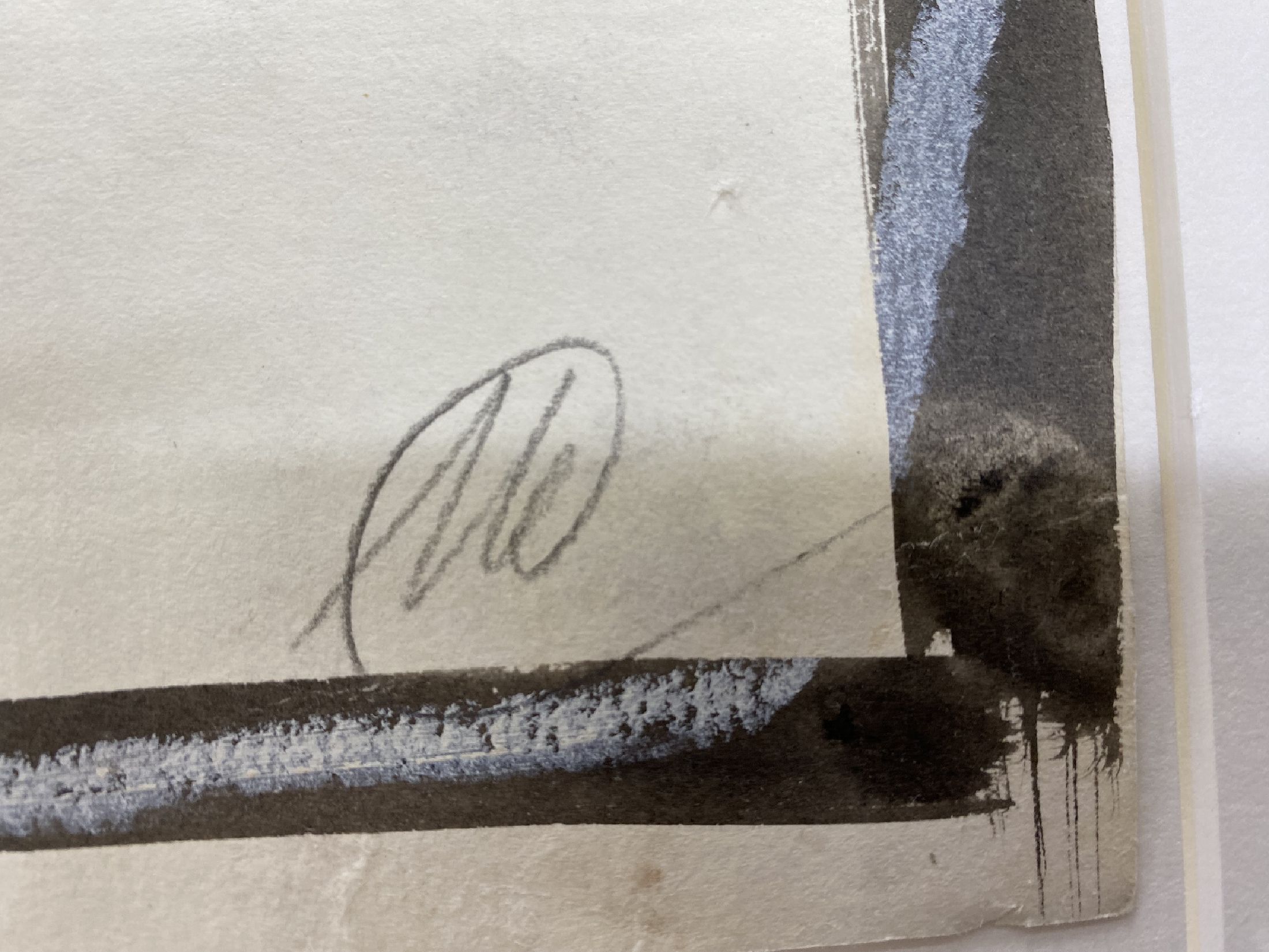 Detail g: Markus Lüpertz, geb. 1941, Tusche und Gouache auf geripptem Büttenpapier, unten rechts monogrammiert, Entstehungszeit Ende 1970er Jahre, Blattgr. ...