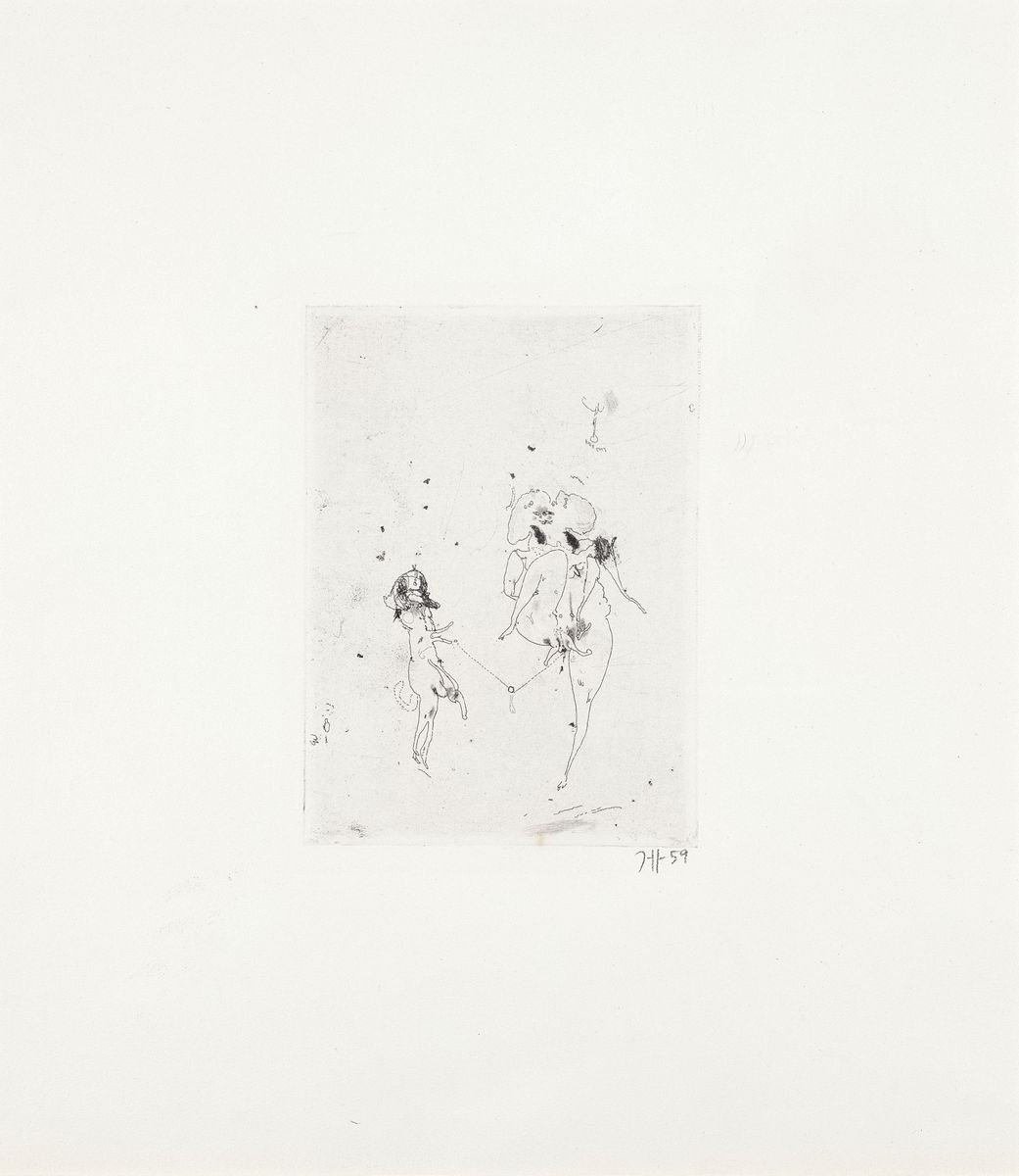 Horst Janssen, 1929-1995, Radierung auf Büttenkarton, handsign., dat. (19)59, aus einer Auflage von nur 10 Exemplaren, handelt es sich bei diesem ...