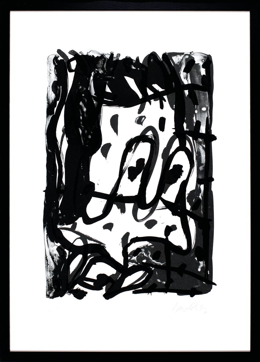 Detail k: Georg Baselitz, geb. 1938, Lithografie auf Velin, unten rechts handsign., dat., num. 4/15, aus 1993, Blatt ca. 70x50 cm, R. 72x52 cm