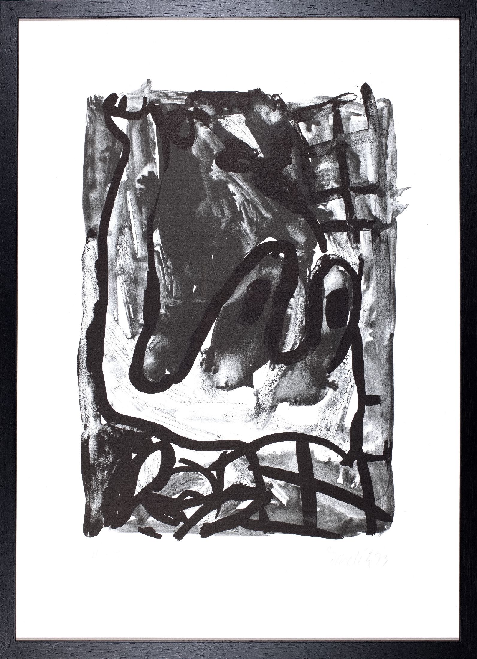 Detail b: Georg Baselitz, geb. 1938, Lithografie auf Velin, unten rechts handsign., dat., u. links num. 4/15, aus 1993, Blatt ca. 70x50 cm, R. 72x52 cm