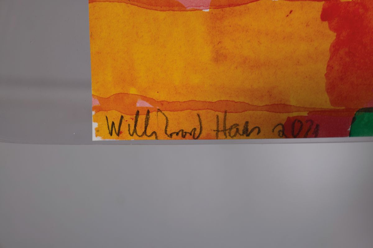 Detail a: Willibrord Haas, geb. 1936, Aquarell auf dickem Büttenpapier, handsign., dat. 2021, verso betitelt "Abstrahlung von links", erneut ...