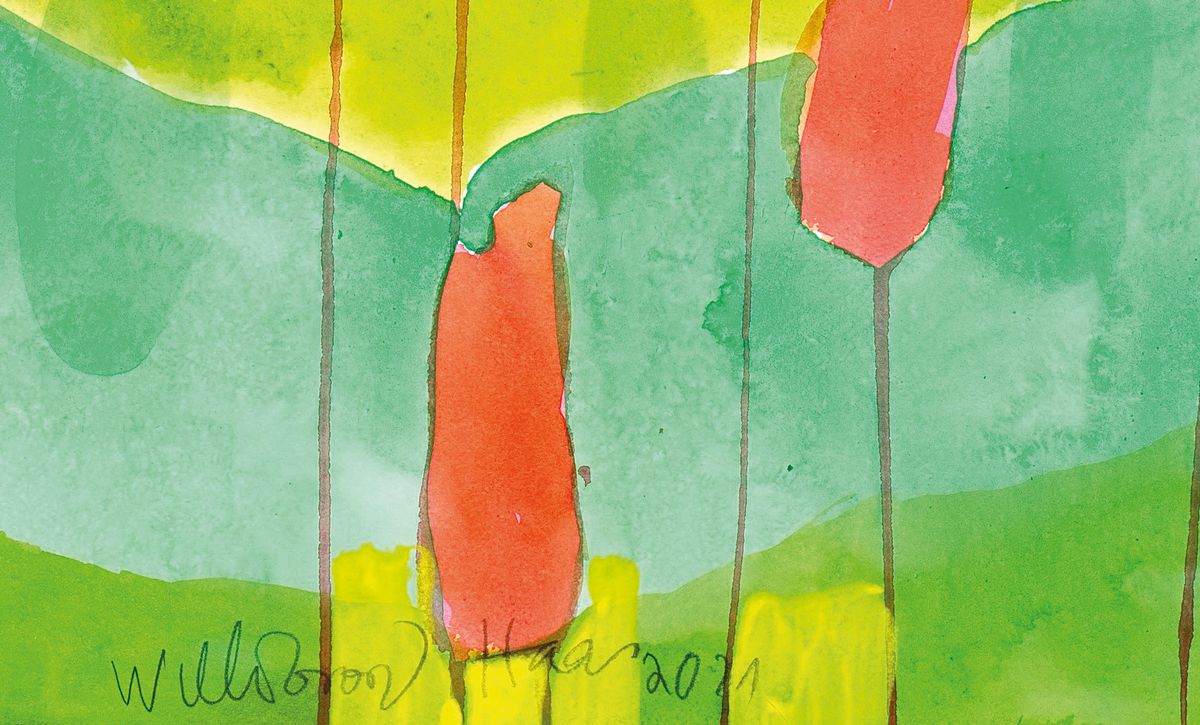 Detail a: Willibrord Haas, geb. 1936, Aquarell auf dickem Büttenpapier, handsign., dat. 2021, verso betitelt "Anlassfreie Heiterkeit", erneut ...