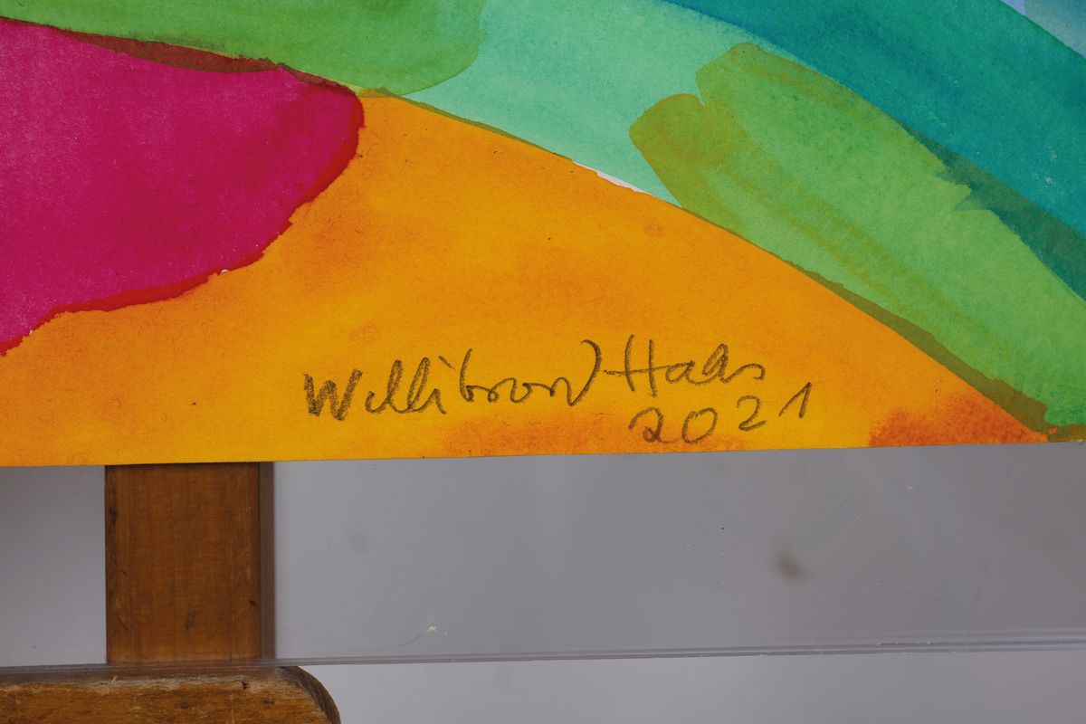 Detail a: Willibrord Haas, geb. 1936, Aquarell auf dickem Büttenpapier, handsign., dat. 2021, verso betitelt "Süßspeise", erneut handsign., dat. ...