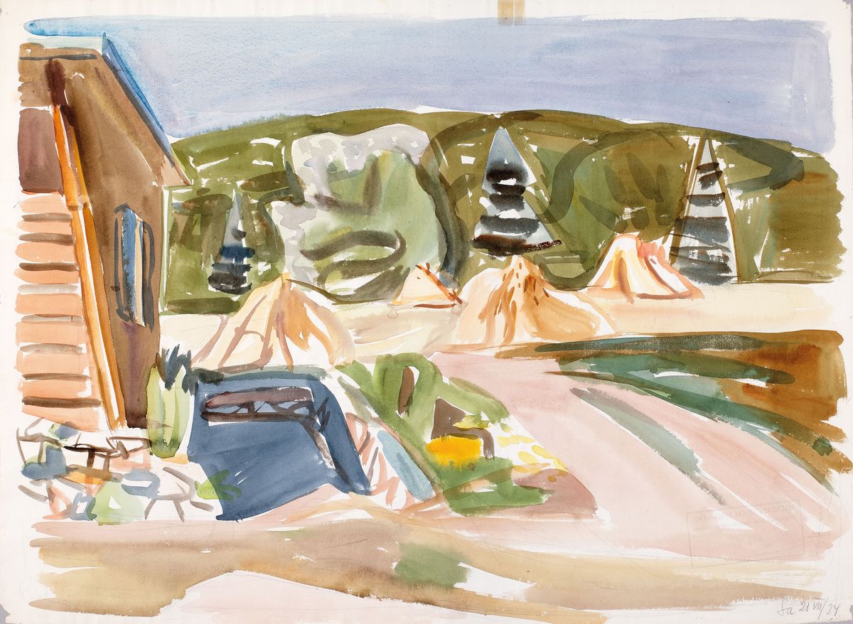 Erich Hartmann, 1886-1974, war ein ein bekannter deutscher Künstler des Expressionismus, Hier: Aquarell und Bleistift auf Ingres Papier mit ...