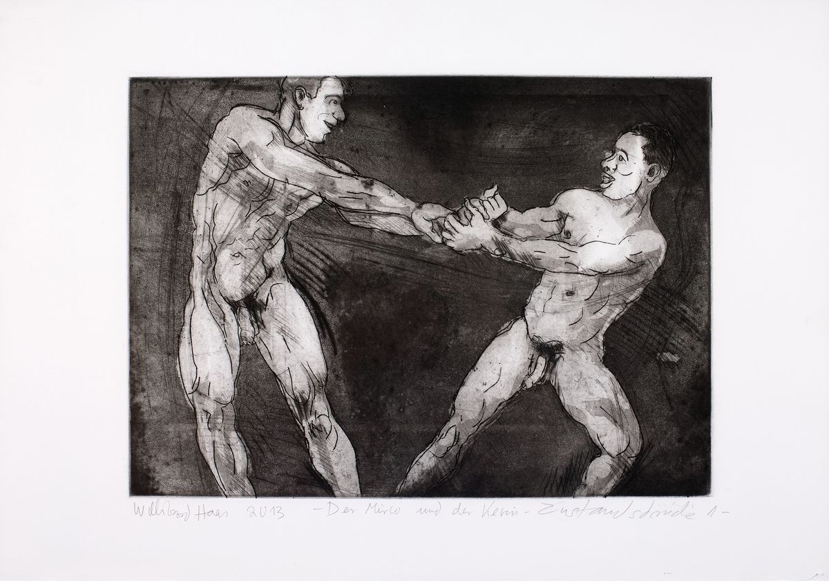 Detail p: Willibrord Haas, geb. 1936, Konvolut von 5 Erotik-Radierungen auf schwerem Büttenpapier, jeweils handsign., betitelt, dat., jeweils Zustandsdrucke ...