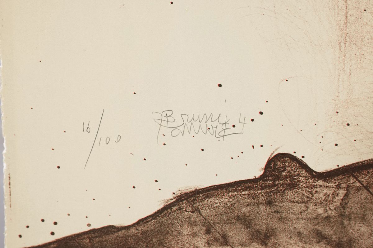 Detail a: Bruno Bruni, geb. 1935, Konvolut aus 4 Steinlithografien, auf Büttenkarton mit dem vollen Schöpfrand, aus dem Mappenwerk "Quaderno di ...
