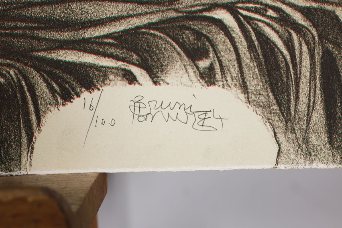 Detail c: Bruno Bruni, geb. 1935, Konvolut aus 4 Steinlithografien, auf Büttenkarton mit dem vollen Schöpfrand, aus dem Mappenwerk "Quaderno di ...