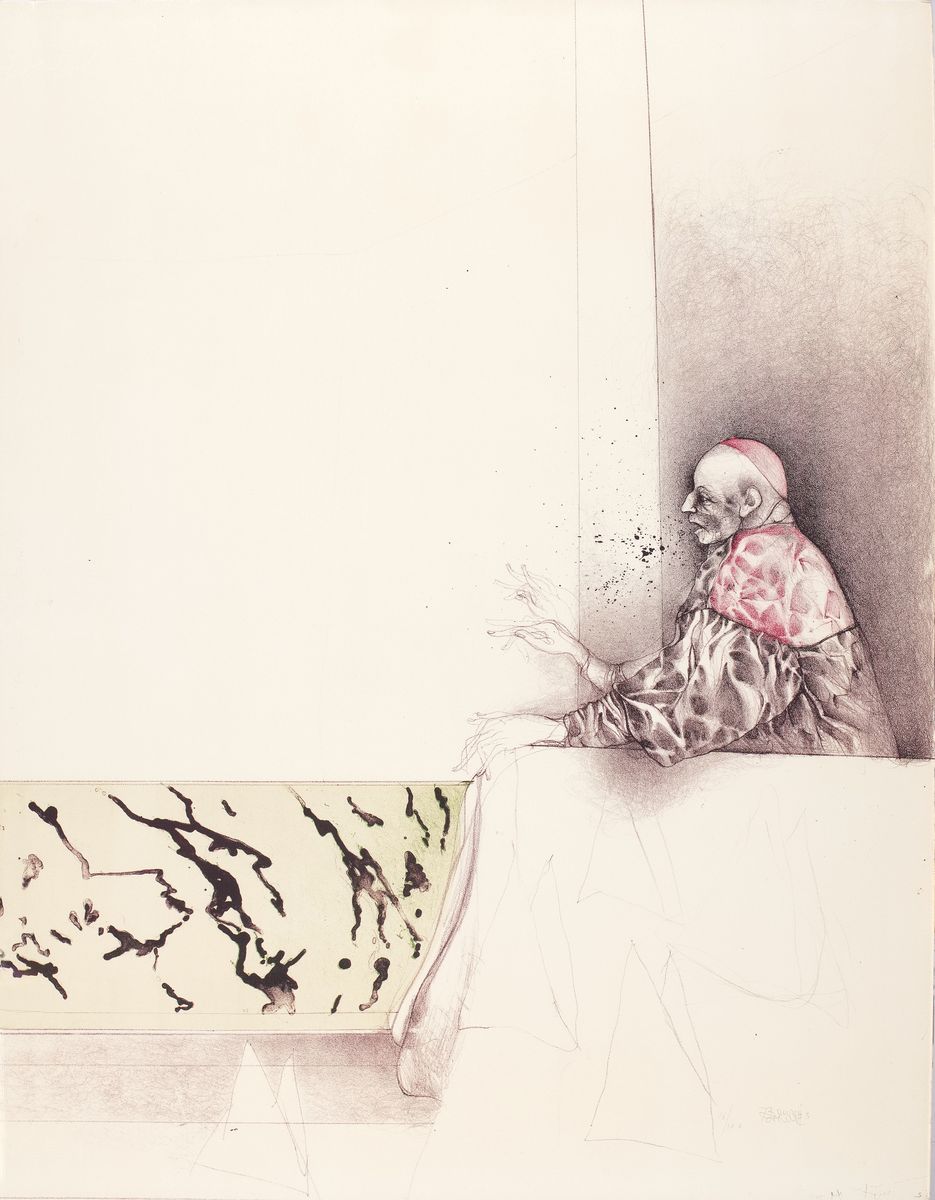 Detail d: Bruno Bruni, geb. 1935, Konvolut aus 4 Steinlithografien, auf Büttenkarton mit dem vollen Schöpfrand, aus dem Mappenwerk "Quaderno di ...