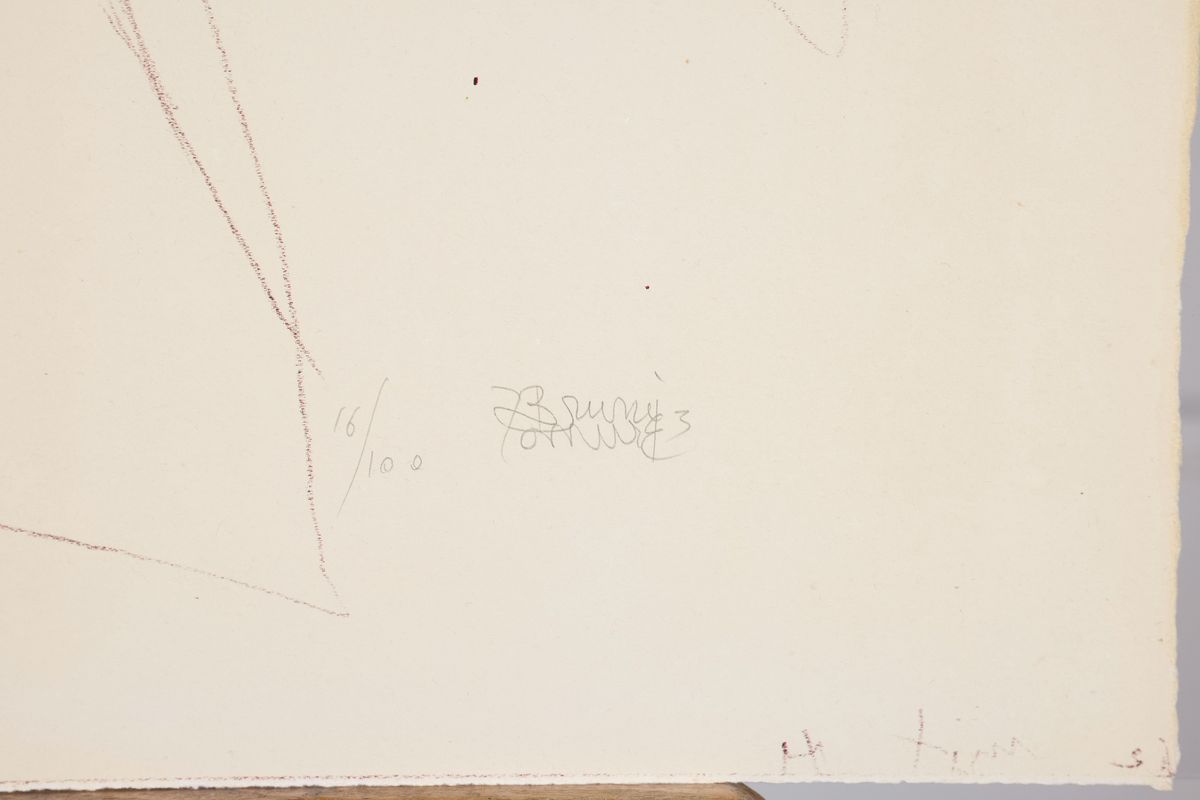 Detail e: Bruno Bruni, geb. 1935, Konvolut aus 4 Steinlithografien, auf Büttenkarton mit dem vollen Schöpfrand, aus dem Mappenwerk "Quaderno di ...