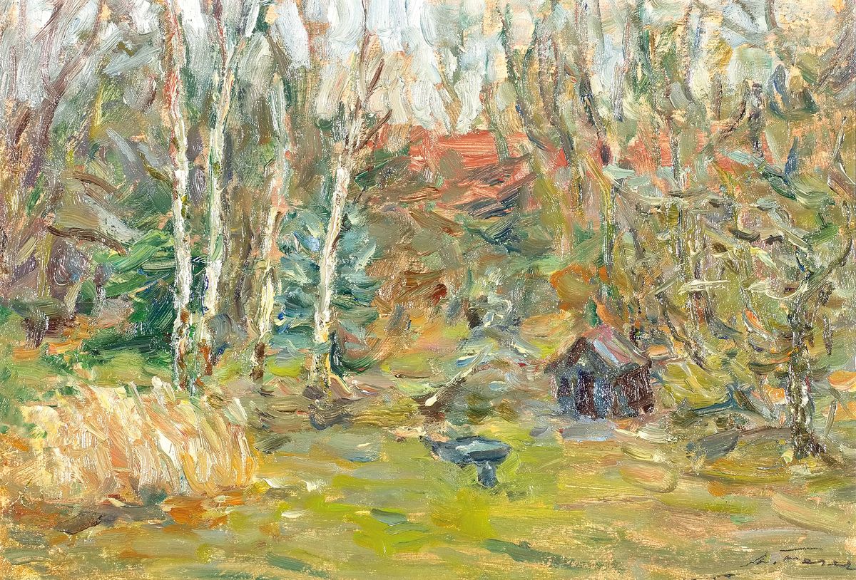 Albert Feser, 1901-1993, "Schilf im Garten", Öl/Malkarton, unten rechts sign., verso mit Nachlasstempel des Künstlers und Titel, ca. ...