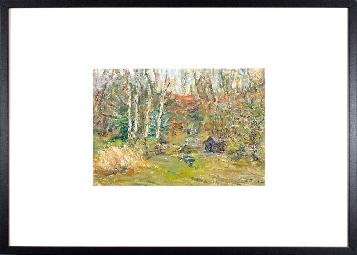 Detail k: Albert Feser, 1901-1993, "Schilf im Garten", Öl/Malkarton, unten rechts sign., verso mit Nachlasstempel des Künstlers und Titel, ca. ...