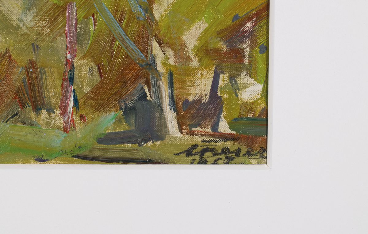 Detail a: Albert Feser, 1901-1993, "Provence bei St. Paul de Vence", re. unten sign., dat. 1967, verso nochmals mit Bleistift signiert, verso ...