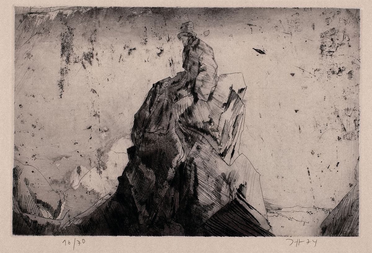 Horst Janssen, 1929-1995, große Radierung, Blatt 13 aus dem berühmten Radierzyklus "Caspar David Friedrich", re. unten sign., dat. ...