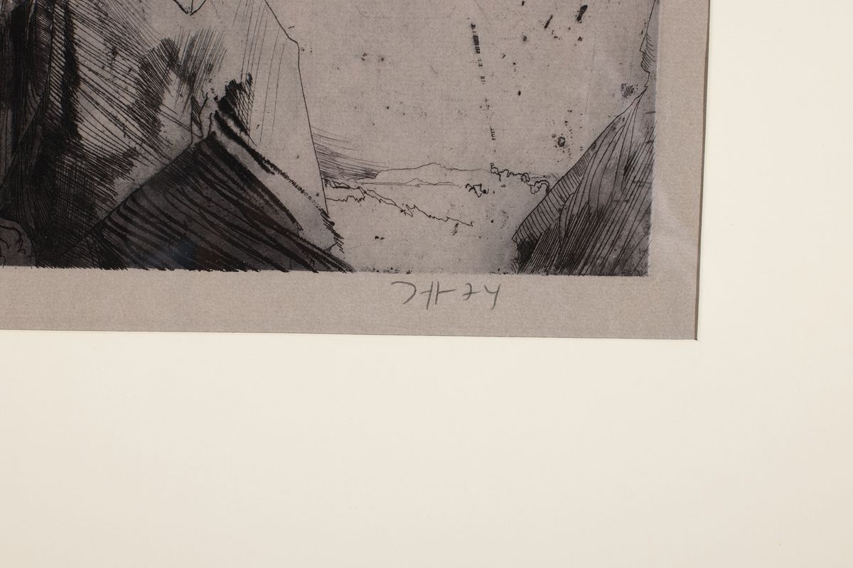 Detail a: Horst Janssen, 1929-1995, große Radierung, Blatt 13 aus dem berühmten Radierzyklus "Caspar David Friedrich", re. unten sign., dat. ...