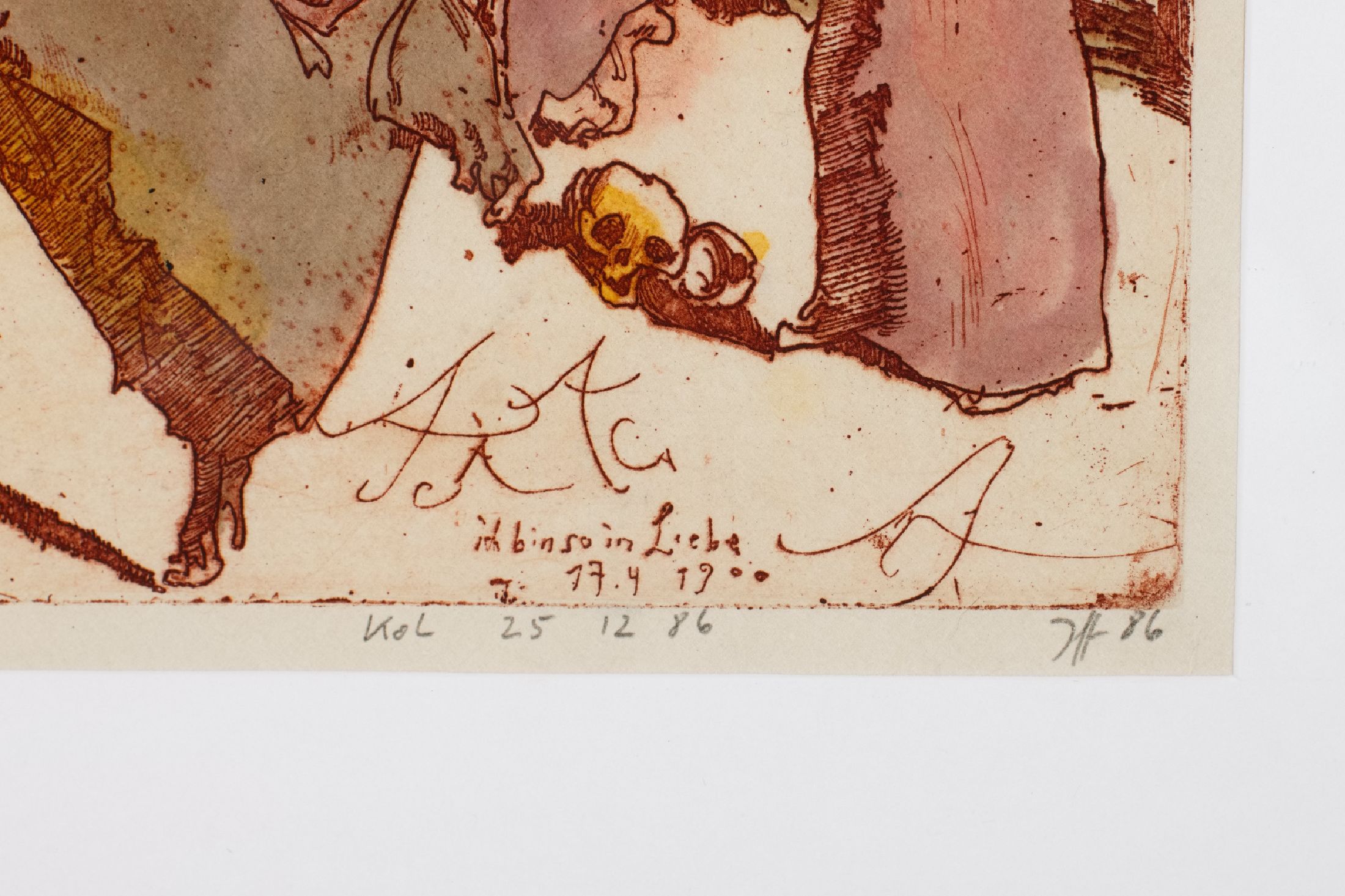 Detail a: Horst Janssen, 1929-1995, Aquarell über Radierung auf Japanbütten, unten handsign., dat. (19)86, aus dem Zyklus "Svanshall verkehrt", ...