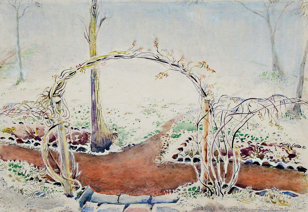 Eugen Croissant, 1868 Landau-1976 Breitbrunn, verschneite Winterlandschaft, Aquarell auf Papier, rechts unten sign., ca. 30x47cm, PP, u.Gl., R. ca. ...