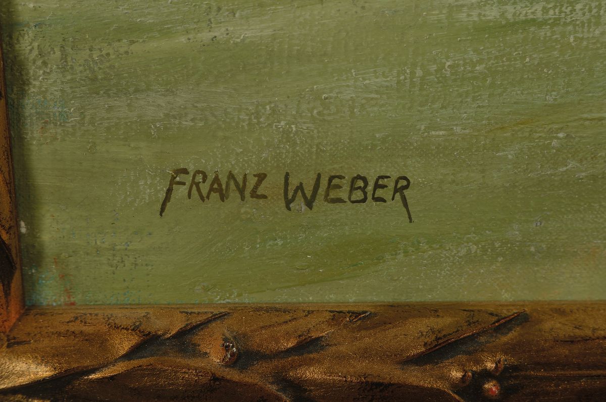 Detail a: Franz Weber, deutscher Maler der 1. Hälfte des Jh., Rheinlandschaft, Öl/Lwd, links unten signiert, ca. 60x75cm, R. ca. 66x81cm