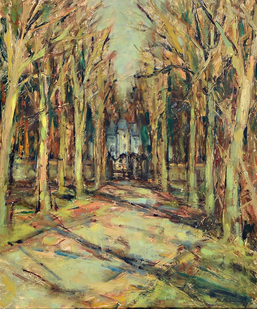 Philippe Steinmetz, 1900-1987 Landau, Haus am Ende einer Allee, ÖL/Lwd, rechts unten signiert, ca. 65x54cm, R. ca. 73x62cm