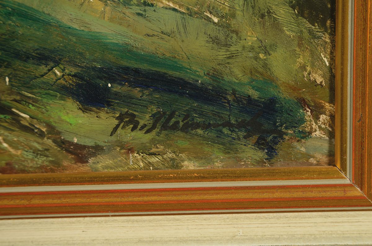 Detail a: Philippe Steinmetz, 1900-1987 Landau, Haus am Ende einer Allee, ÖL/Lwd, rechts unten signiert, ca. 65x54cm, R. ca. 73x62cm