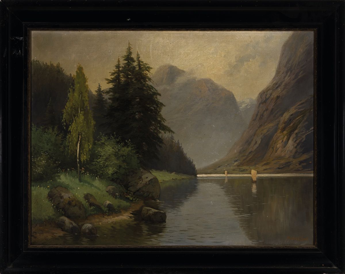 Detail k: Müller-Caselli, frühes 20.Jh., Dürrensee in Tirol, rechts unten signiert, Öl/Lwd, Reinigung empfohlen, Rahmen, 62x80 cm