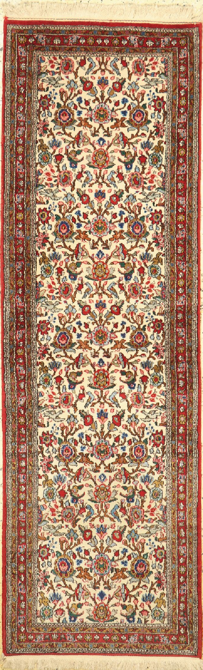 Keschan fein, Indien, ca. 50 Jahre, Wolle auf Baumwolle, ca. 214 x 67 cm, EHZ: 1-2