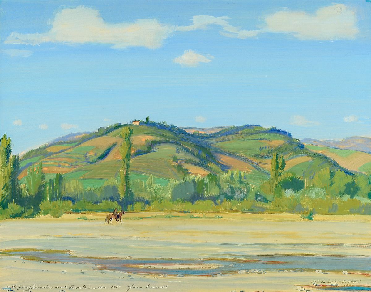 Hermann Croissant, 1897-1963 Landau, italienische Landschaft (bei Vassi), so rechts unten betitelt, Gouache auf Papier, links unten signiert: s.lb. ...