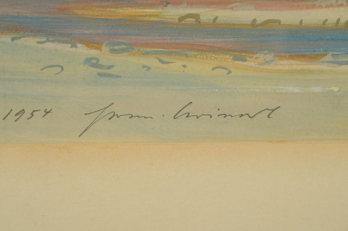 Detail a: Hermann Croissant, 1897-1963 Landau, italienische Landschaft (bei Vassi), so rechts unten betitelt, Gouache auf Papier, links unten signiert: s.lb. ...