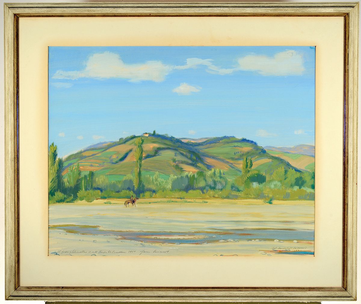 Detail k: Hermann Croissant, 1897-1963 Landau, italienische Landschaft (bei Vassi), so rechts unten betitelt, Gouache auf Papier, links unten signiert: s.lb. ...