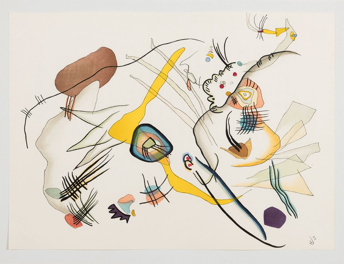 Wassily Kandinsky, 1866-1944, Farblithographie, im Druck monogr. und dat. 20, ca. 37.5x27.5cm, PP, u.Gl., R. ca. 60x50cm