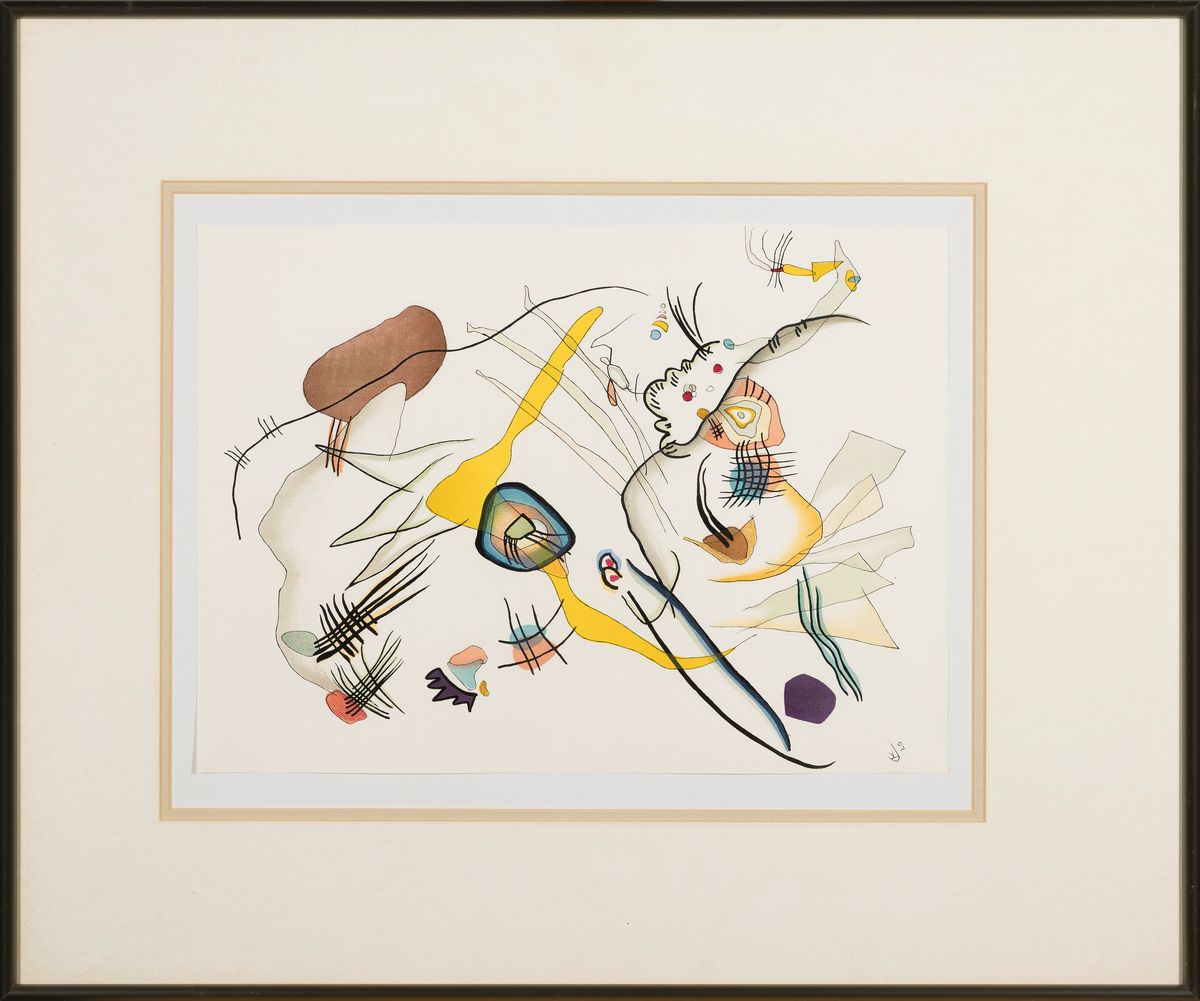 Detail k: Wassily Kandinsky, 1866-1944, Farblithographie, im Druck monogr. und dat. 20, ca. 37.5x27.5cm, PP, u.Gl., R. ca. 60x50cm