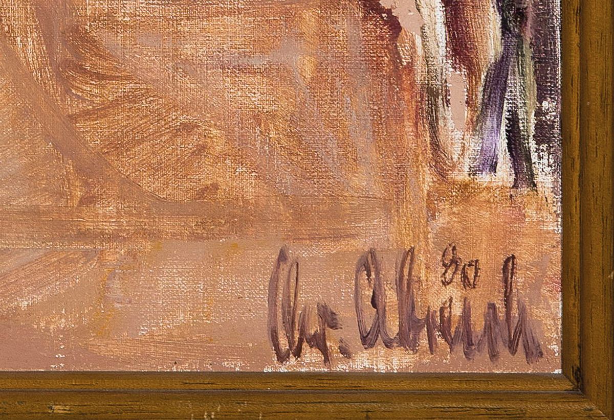Detail a: Christel Abresch, 1931 Sulzbach-2011 Neustadt a. d. Wenstraße, Landschaft in der Provence, Öl/Lwd, rechts unten sign. und dat. 80, ca. 80x84cm, R.