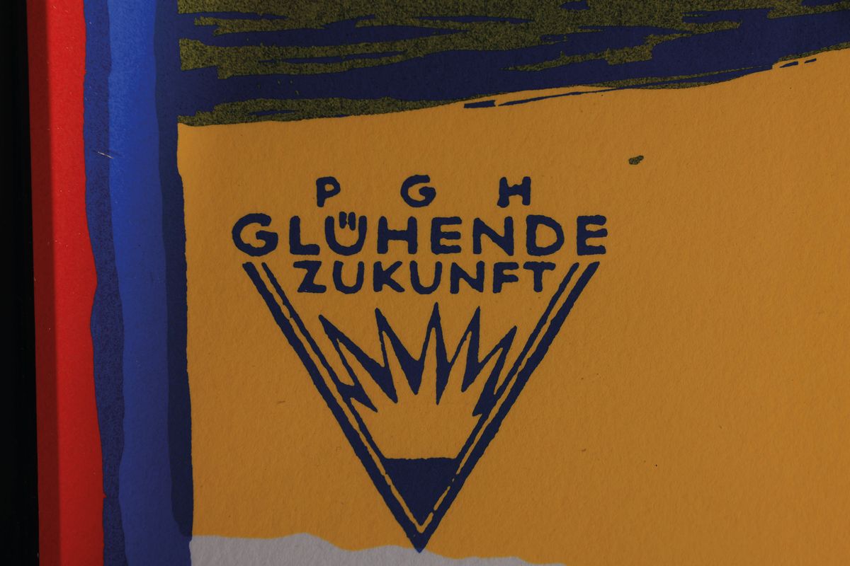 Detail a: Henning Wagenbreth, geb. 1962, glühende Zukunft, Farbserigrafie auf dickem Karton, handsign., num.20/35, unter Glas, R. ca. 63x87 cm