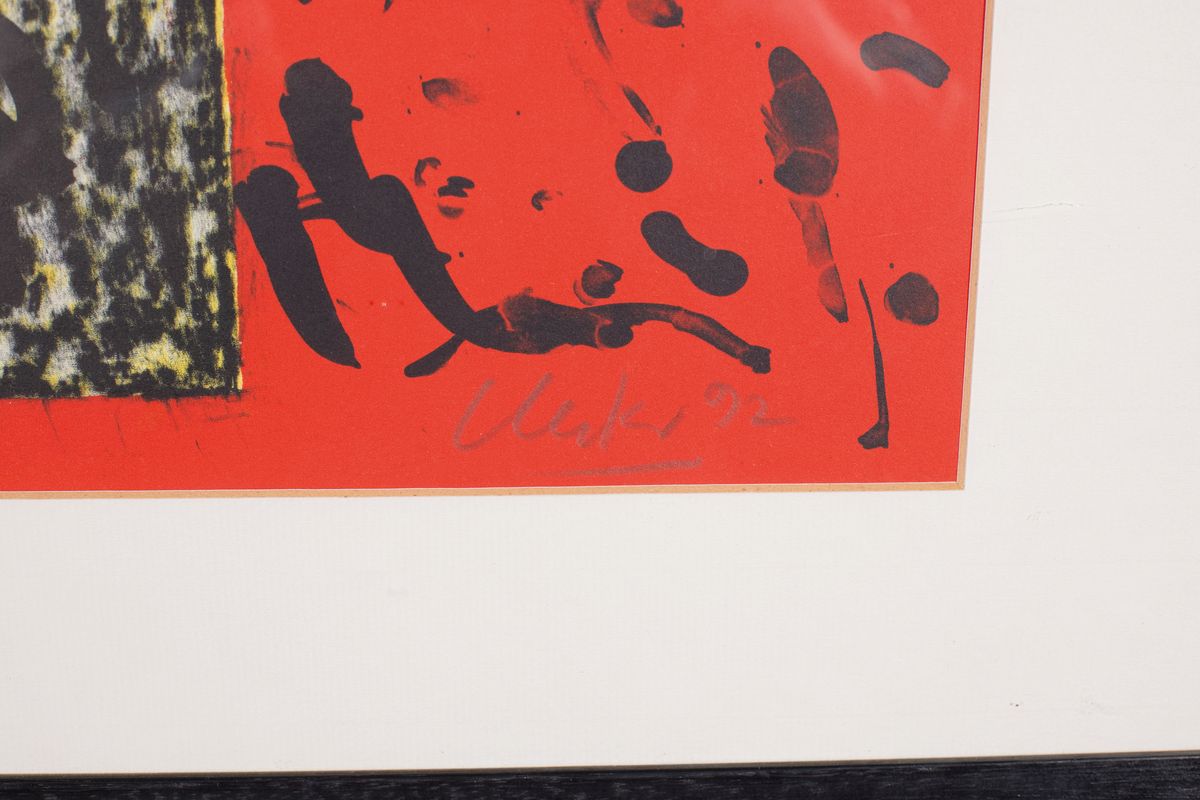 Detail a: Günther Uecker, geb. 1930, Farblitho auf Bütten, handsign.,num. 38/300, aus 1992, dargestellt ist der Kirchturm der Hamburger Michealis Kirche, mit ...