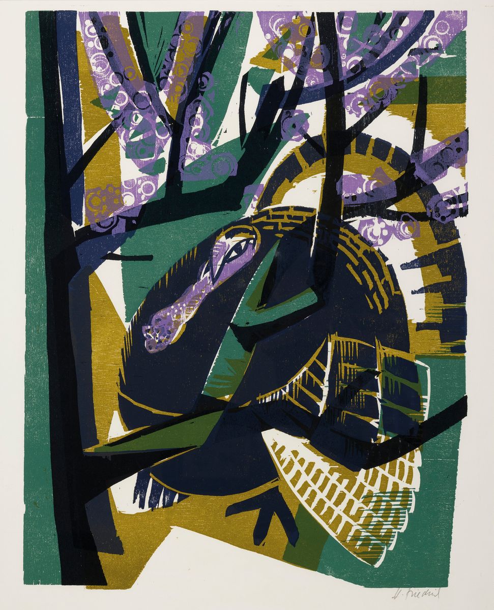 Heinz Friedrich, 1924-2018 Schwetzingen, 2 Farbholzschnitte: Truthahn, handsign., ca. 56x42cm, u.Gl., R. ca. 70x50cm; Bauernstrauß, handsigniert und ...