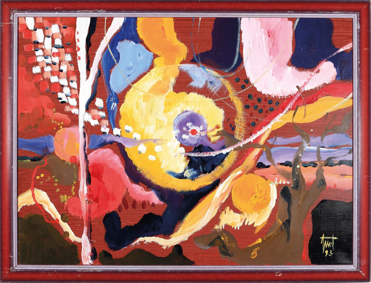 Detail k: Günther Zeuner, 1923-2011, Acryl/Lwd, verso betitelt "Naturrhythmen", handsign., dat. 1993, ca. 50x70 cm