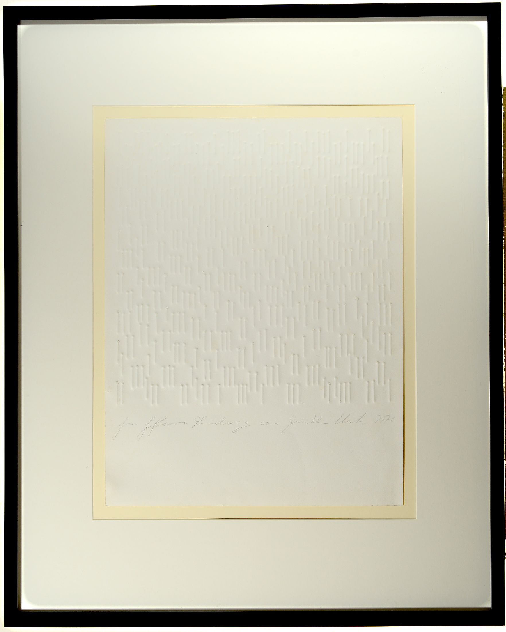 Günther Uecker, geb. 1930, Großer Prägedruck auf dickem Velin, "Parallele Reihung", unten rechts handsign., dat. 1976, äußerst ...