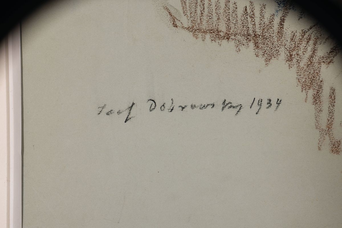 Detail a: Josef Dobrowsky 1889, Aquarell, Gouache und Pastell auf grünlichen Bütten auf Karton montiert, Stadtansicht, handsign., dat. 1934, ca. 46,3x64 cm, ...