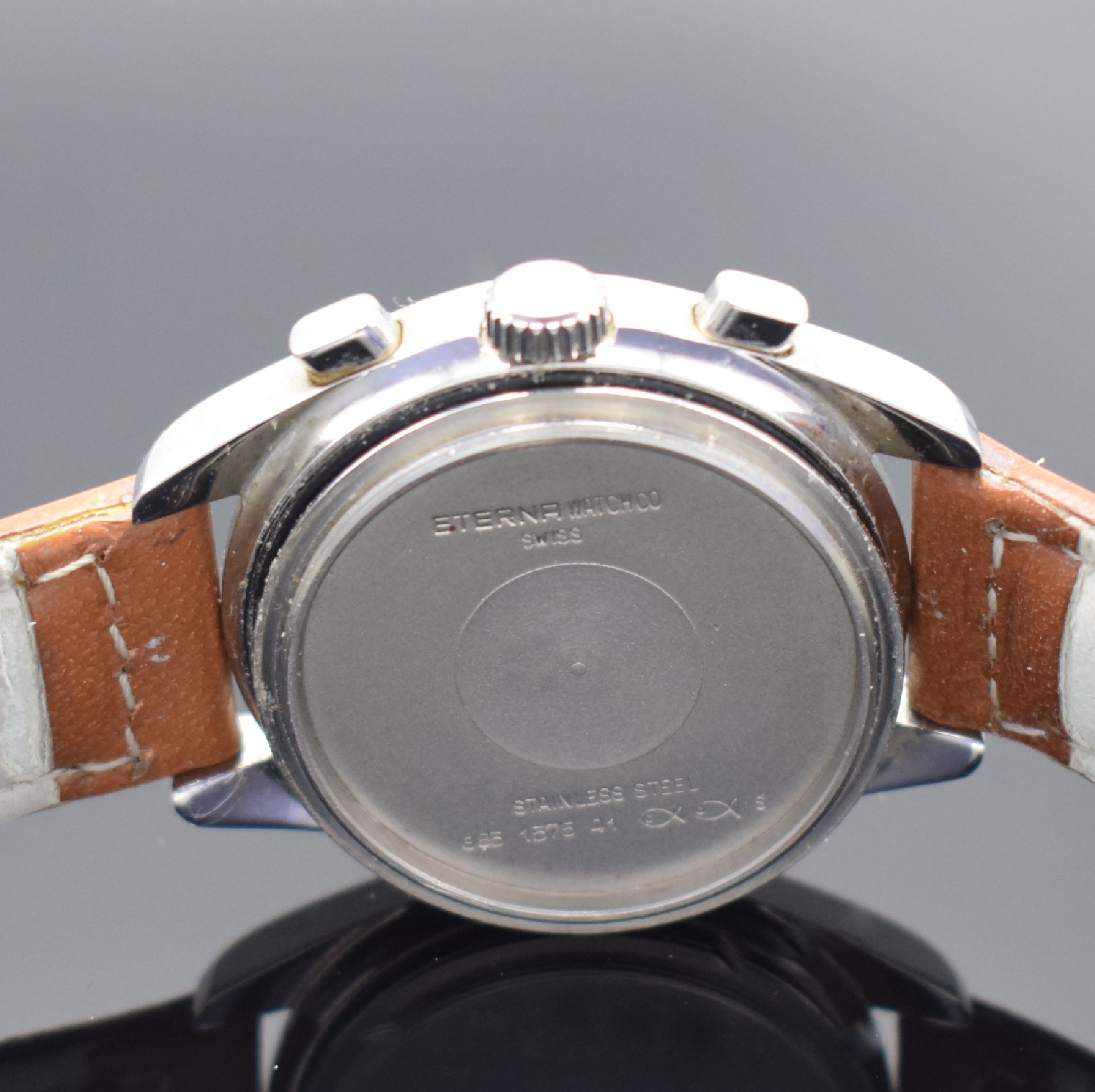 Detail f: ETERNA Kontiki Herrenchronograph in Stahl Referenz 685 1575.41, Schweiz lt. orig. Pap. verk. 2009, Automatik, Stahlgeh., neutr. Lederband, Boden und ...
