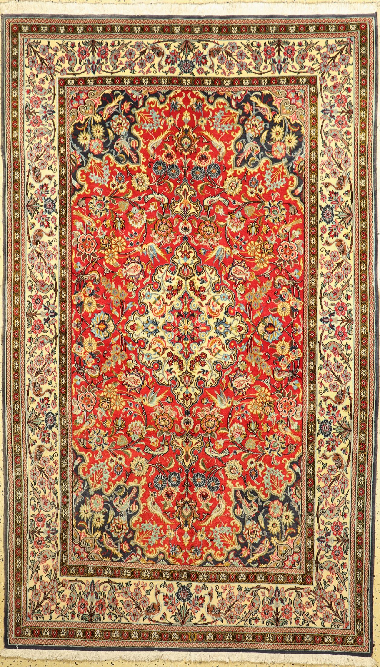 Ghom Kork, Persien, ca. 50 Jahre, Korkwolleauf Baumwolle, ca. 259 x 152 cm, EHZ: 1-2