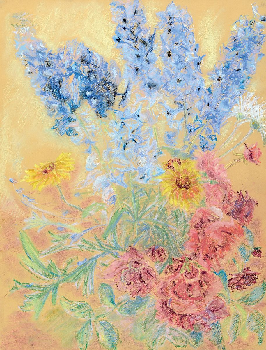 Hermann Clemens, 1913 Speyer-1985 Annweiler, Rittersporn und Rosen, so rückseitig betitelt, signiert und dat. 1960, Pastell auf Papier, ca. 63x49cm, ...