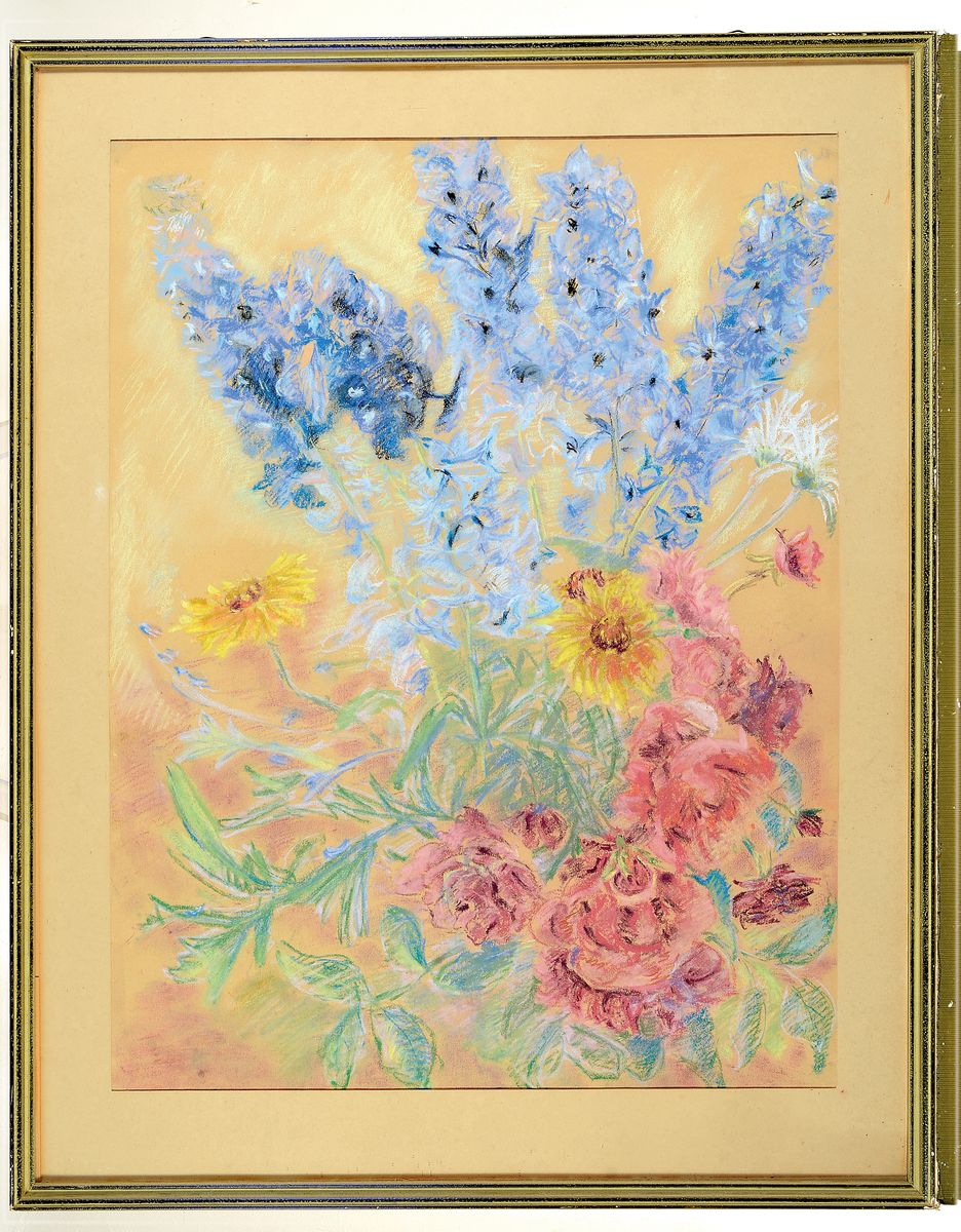 Detail k: Hermann Clemens, 1913 Speyer-1985 Annweiler, Rittersporn und Rosen, so rückseitig betitelt, signiert und dat. 1960, Pastell auf Papier, ca. 63x49cm, ...